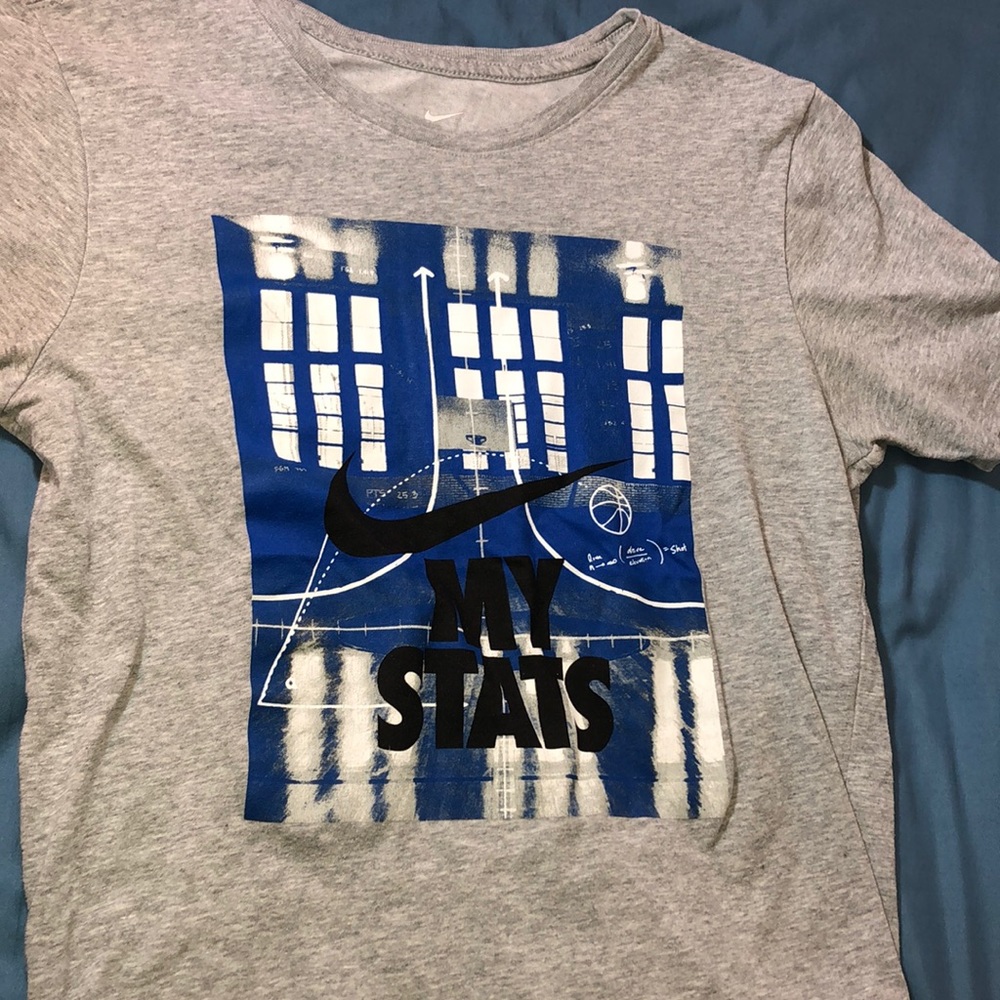 Nike basketball MY STATS gray T shirt